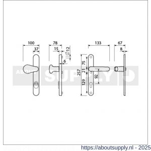 Ami VHB 257/37/2-173 deurkruk 378 KT veiligheids Rotaveer kruk-kruk smalschildgarnituur SKG*** kerntrekbeveiliging ovaal VHB knop 173 Rota 257/37/2 KT 92 F1 en deurkruk 378 Rota 257/32/2 profielcilinder PC 92 deurdikte 78-82 mm - S10901645 - afbeelding 5