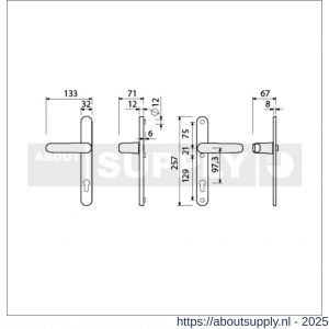 Ami VHB 257/32/2-378 veiligheids Rotaveer kruk-kruk smalschildgarnituur SKG** ovaal VHB deurkruk 378 Rota257/32/2 profielcilinder PC 97,3 F1 en deurkruk 378 Rota 257/32/2 profielcilinder PC 97,3 deurdikte 53-57 mm - S10901597 - afbeelding 5