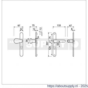 Ami VHB 257/32/2-173-378 veiligheids Rotaveer kruk-kruk smalschildgarnituur SKG** ovaal VHB knop 173 Rota 257/32/2 profielcilinder PC 55 F1 en deurkruk 378 Rota 257/32/2 profielcilinder PC 55 deurdikte 53-57 mm - S10901585 - afbeelding 5