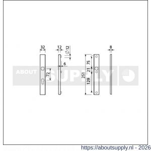 Ami VHB 251/32 veiligheidssmalschild SKG** VHB 251/32 buiten profielcilinder PC 72 en binnen blind F1 deurdikte 53-57 mm - S10901566 - afbeelding 2
