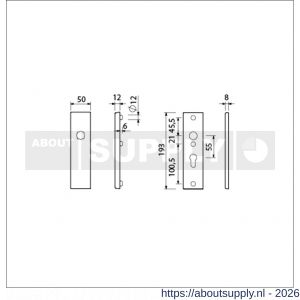 Ami VHB 193/50 veiligheidskortschild SKG*** VHB 193/50 buiten blind en binnen profielcilinder PC 55 F1 deurdikte 38-42 mm - S10901350 - afbeelding 2