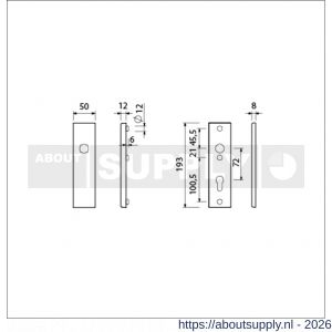 Ami VHB 193/50 veiligheidskortschild SKG*** VHB 193/50 buiten blind en binnen profielcilinder PC 72 F1 deurdikte 38-42 mm - S10901352 - afbeelding 2