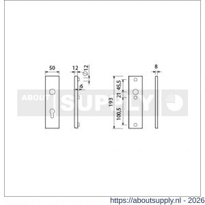 Ami VHB 193/50 veiligheidskortschild SKG*** VHB 193/50 buiten profielcilinder PC 72 en binnen blind F2 deurdikte 38-42 mm - S10901366 - afbeelding 2