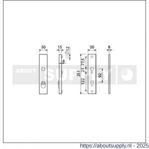 Ami VHB 251/15 KT veiligheidslangschild SKG*** kerntrekbeveiliging VHB 251/50/15 buiten KT 92 binnen profielcilinder PC 92 F1 deurdikte 53-57 mm - S10901516 - afbeelding 6