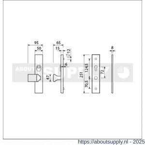 Ami VHB 251/15-144 KT senioren veiligheidsvoordeur-knoplangschildgarnituur SKG*** kerntrekbeveiliging omkeer VHB 251/50/15 KT 72 omkeer knop 144 en zonder deurkruk profielcilinder PC 72 omkeer F1 deurdikte 53-57 mm - S10901272 - afbeelding 5