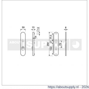 Ami VHB 250/15 KT veiligheidslangschild SKG*** kerntrekbeveiliging ovaal buitenlangschild 250/50/15 kerntrek KT 72 F1 - S10901481 - afbeelding 2