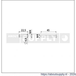 Ami patentbout compleet met huls ijzer vernikkeld M4x45 mm schroef en huls set 10 stuks - S10900204 - afbeelding 3