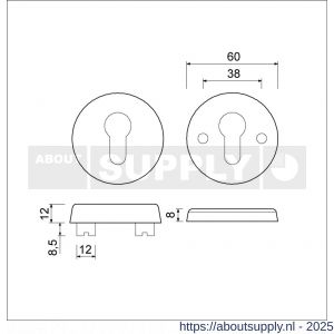 Ami VHB rond rozet veiligheidsrozet SKG*** Archi Design VHB rondrozet buiten en binnen profielcilinder PC Irox deurdikte 38-42 mm - S10901542 - afbeelding 6