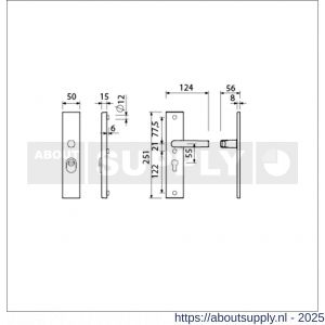Ami VHB 251/15 KT veiligheidslangschild SKG*** kerntrekbeveiliging VHB 251/50/15 buiten KT 55 binnen profielcilinder PC 55 met deurkruk 332 F1 deurdikte 53-57 mm - S10901494 - afbeelding 7