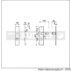 Ami VHB 251/15 KT veiligheidslangschild SKG*** kerntrekbeveiliging VHB 251/50/15 buiten KT 72 binnen profielcilinder PC 72 met deurkruk 332 F1 deurdikte 53-57 mm - S10901496 - afbeelding 7