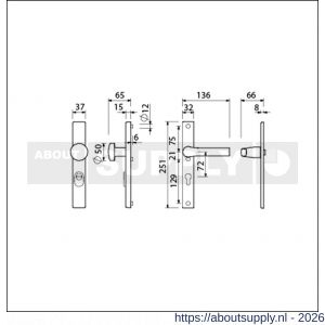 Ami VHB 251/37-169/50 KT veiligheids Rotaveer knop-kruk smalschildgarnituur SKG*** kerntrekbeveiliging VHB 251/37 kerntrek KT 72 knop 169/50 F1 en deurkruk 379 Rota 251/32 profielcilinder PC 72 deurdikte 53-57 mm - S10901615 - afbeelding 2