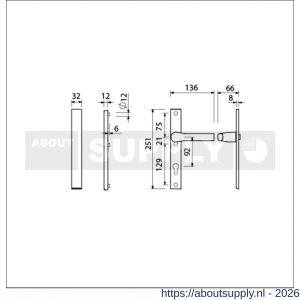 Ami VHB 251/32-379 veiligheids Rotaveer kruk-kruk smalschildgarnituur SKG** VHB 251/32 geheel blind F1 en deurkruk 379 Rota 251/32 profielcilinder PC 92 deurdikte 53-57 mm - S10900884 - afbeelding 2