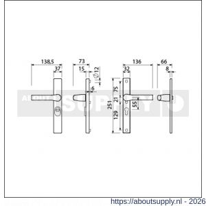 Ami VHB 251/37-379 KT veiligheids Rotaveer kruk-kruk smalschildgarnituur SKG*** kerntrekbeveiliging VHB en deurkruk 379 Rota 251/37 kerntrek KT 55 F1 en deurkruk 379 Rota 251/32 profielcilinder PC 55 deurdikte 53-57 mm - S10901619 - afbeelding 2