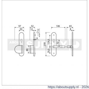 Ami VHB 250/50/1-90/83 senioren veiligheidsvoordeur-duwerlangschildgarnituur SKG** Archi Design ovaal omkeer VHB 250/50/1 profielcilinder PC 72 omkeer deurduwer 90/83 links en deurkruk 356 Irox deurdikte 38-42 mm - S10900815 - afbeelding 2