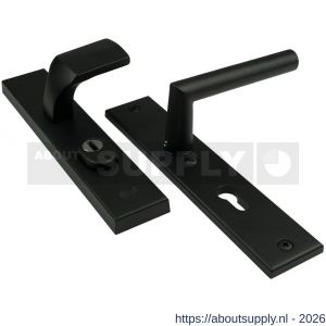 Ami VHB 251/15-144 KT veiligheidsvoordeur-knoplangschildgarnituur SKG*** kerntrekbeveiliging VHB 251/15 kerntrek KT 72 knop 144 en deurkruk 374 profielcilinder PC 72 zwart RAL 9005 structuur deurdikte 53-57 mm - S10901788 - afbeelding 1