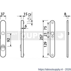 Ami VHB 257/37/2 KT veiligheidssmalschild SKG*** kerntrekbeveiliging ovaal VHB 257/32/2 buiten kerntrek KT 92 en 257/32/2 binnen blind F1 deurdikte 53-57 mm - S10901668 - afbeelding 2