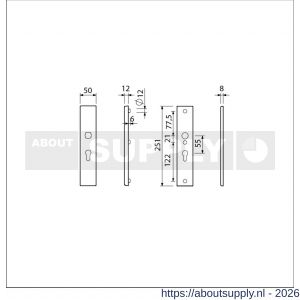 Ami VHB 251/50 veiligheidslangschild SKG*** VHB 251/50 buiten en binnen profielcilinder PC 55 F1 deurdikte 38-42 mm - S10901410 - afbeelding 2