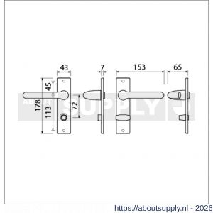 Ami KS 178/43-386 kruk-kruk garnituur deurkruk 386 Rota kortschild 178/43 toilet- en badkamersluiting WC 8/72 F1 deurdikte 38-42 mm - S10900116 - afbeelding 2