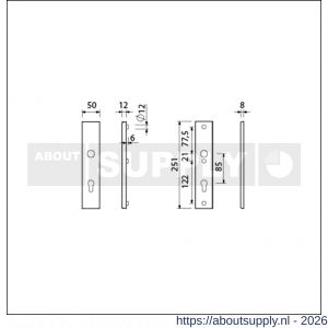 Ami VHB 251/50 veiligheidslangschild SKG*** VHB 251/50 buiten en binnen profielcilinder PC 85 F2 deurdikte 38-42 mm - S10901455 - afbeelding 2