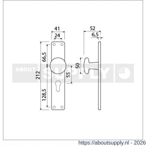 Ami 212/41 RH knoplangschild aluminium knop 160/50 vast langschild 212/41 RH rondhoek profielcilinder PC 55 F1 - S10900750 - afbeelding 2