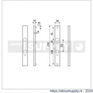 Ami 245/30 smalschild aluminium profielcilinder PC 72 1/2 M5 F1 - S10900784 - afbeelding 2