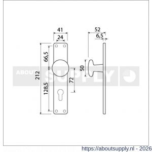 Ami 212/41 RH knoplangschild aluminium knop 160/50 vast langschild 212/41 RH rondhoek profielcilinder PC 72 F1 - S10900751 - afbeelding 2