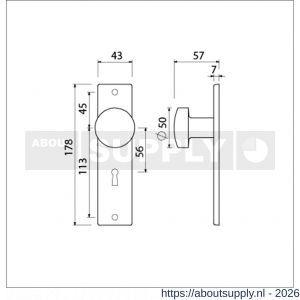 Ami 178/43 knopkortschild aluminium knop 169/50 vast kortschild 178/43 sleutelgat SLG 56 F1 - S10900721 - afbeelding 2