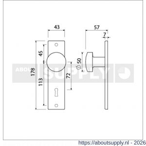 Ami 178/43 knopkortschild aluminium knop 169/50 vast kortschild 178/43 sleutelgat SLG 72 F1 - S10900722 - afbeelding 2