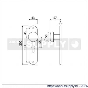 Ami 200/1/7 knoplangschild aluminium knop 169/50 vast langschild 200/1/7 profielcilinder PC 55 F1 - S10900746 - afbeelding 2