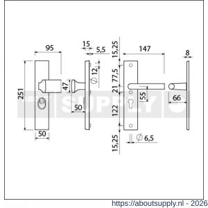 Ami VHB 251/15-144 KT veiligheidsvoordeur-knoplangschildgarnituur SKG*** kerntrekbeveiliging VHB 251/15 kerntrek KT 55 knop 144 en deurkruk 374 profielcilinder PC 55 zwart RAL 9005 structuur finish deurdikte 38-42 mm - S10901266 - afbeelding 2