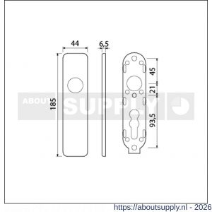 Ami 185/44 Klik kortschild aluminium blind zwart RAL 9005 structuur finish - S10900602 - afbeelding 2