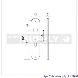 Ami 200/1/7 langschild aluminium Archi Design profielcilinder PC 55 Irox - S10900696 - afbeelding 2