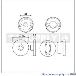 Ami Klik rond vrij- en bezetrozet Archi Design toilet- en badkamersluiting WC 8 mm Irox RVS look - S10900503 - afbeelding 2