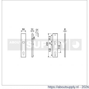 Ami VHB 251/50 veiligheidslangschild SKG*** VHB 251/50 buiten en binnen profielcilinder PC 110 F1 deurdikte 38-42 mm - S10901424 - afbeelding 2