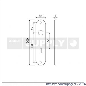 Ami 200/1/7 langschild aluminium Archi Design sleutelgat SLG 72 Irox - S10900695 - afbeelding 2
