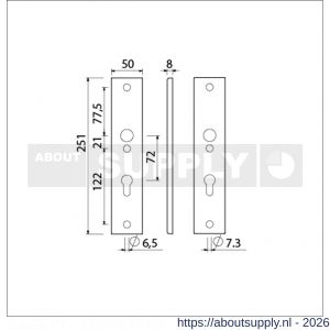 Ami 251/50/8 langschild aluminium profielcilinder PC 72 F1 R6,5/R7,3 - S10900684 - afbeelding 2