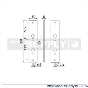 Ami 251/50/8 langschild aluminium profielcilinder PC 85 F1 R6,5/R7,3 - S10901738 - afbeelding 2