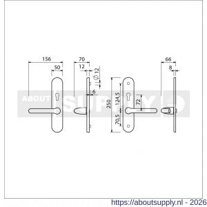 Ami VHB 250/50/1-386 senioren veiligheids Rotaveer kruk-kruk langschildgarnituur SKG** ovaal omkeer VHB deurkruk 386 Rota 250/50/1 profielcilinder PC 72 omkeer F1 deurdikte 53-57 mm - S10901231 - afbeelding 2