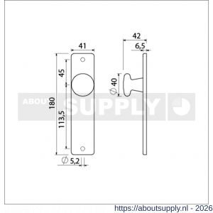 Ami 180/41 RH knopkortschild aluminium rondhoek knop 160/40 vast kortschild 180/41 RH blind F1 - S10900725 - afbeelding 2