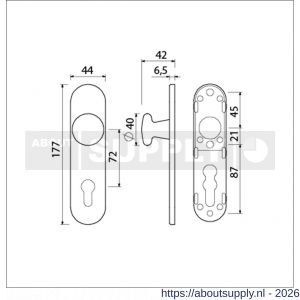 Ami 177/1 Klik knopkortschild aluminium knop 160/40 vast kortschild 177/1 profielcilinder PC 72 Klik F1 - S10900719 - afbeelding 2