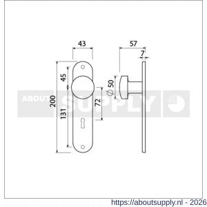 Ami 200/1/7 knoplangschild aluminium knop 169/50 vast langschild 200/1/7 sleutelgat SLG 72 F1 - S10900745 - afbeelding 2