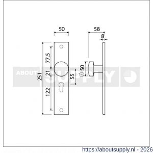 Ami 251/50/8 knoplangschild aluminium knop 169/50 vast langschild 251/50/8 profielcilinder PC 55 R6,5 F1 - S10900762 - afbeelding 2