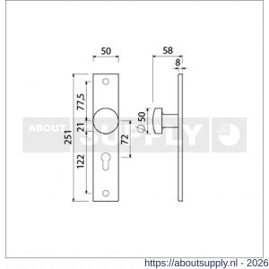 Ami 251/50/8 knoplangschild aluminium knop 169/50 vast langschild 251/50/8 profielcilinder PC 72 R6,5 F1 - S10900763 - afbeelding 2
