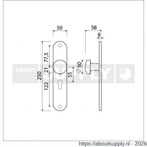 Ami 250/50/8/1 knoplangschild aluminium knop 169/50 vast langschild 250/50/8/1 profielcilinder PC 55 R6,5 F1 - S10900758 - afbeelding 2
