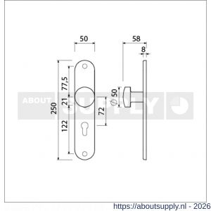 Ami 250/50/8/1 knoplangschild aluminium knop 169/50 vast langschild 250/50/8/1 profielcilinder PC 72 R6,5 F1 - S10900759 - afbeelding 2