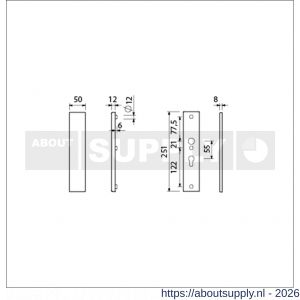 Ami VHB 251/50 veiligheidslangschild SKG*** VHB 251/50 buiten geheel blind en binnen profielcilinder PC 55 F2 deurdikte 38-42 mm - S10901441 - afbeelding 2