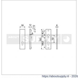 Ami VHB 193/50 veiligheidskortschild SKG*** VHB 193/50 buiten zonder krukgat profielcilinder PC 72 en binnen profielcilinder PC 72 F1 deurdikte 38-45 - S10901358 - afbeelding 2
