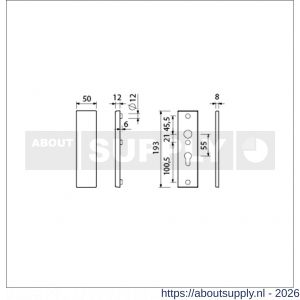 Ami VHB 193/50 veiligheidskortschild SKG*** VHB 193/50 buiten geheel blind en binnen profielcilinder PC 55 F2 deurdikte 38-42 mm - S10901368 - afbeelding 2