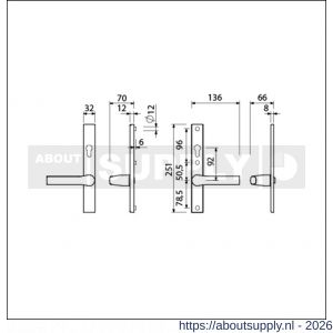 Ami VHB 251/32-379 veiligheids Rotaveer kruk-kruk smalschildgarnituur SKG** VHB deurkruk 379 Rota 251/32 profielcilinder PC 92 omkeer F1 Fuhr 689 deurdikte 53-57 mm - S10900894 - afbeelding 2