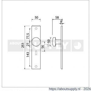 Ami 251/50/8 knoplangschild aluminium knop 169/50 vast langschild 251/50/8 sleutelgat SLG 56 R6,5 F1 - S10900761 - afbeelding 2